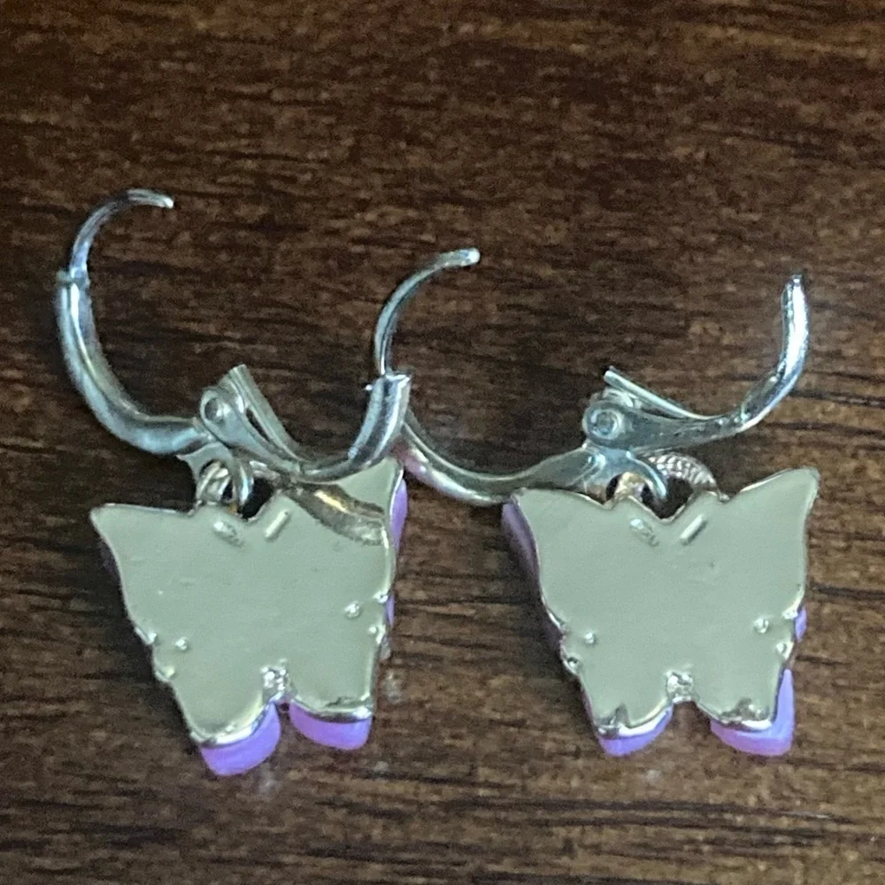 ❤️ Pink Butterfly Hoop Earrings